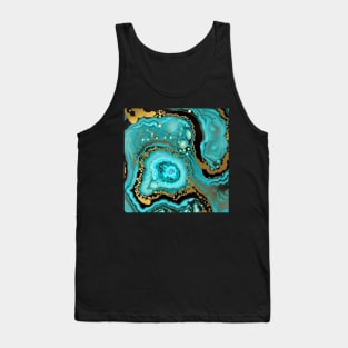 Aqua and Black Marble Design with Gold Tank Top